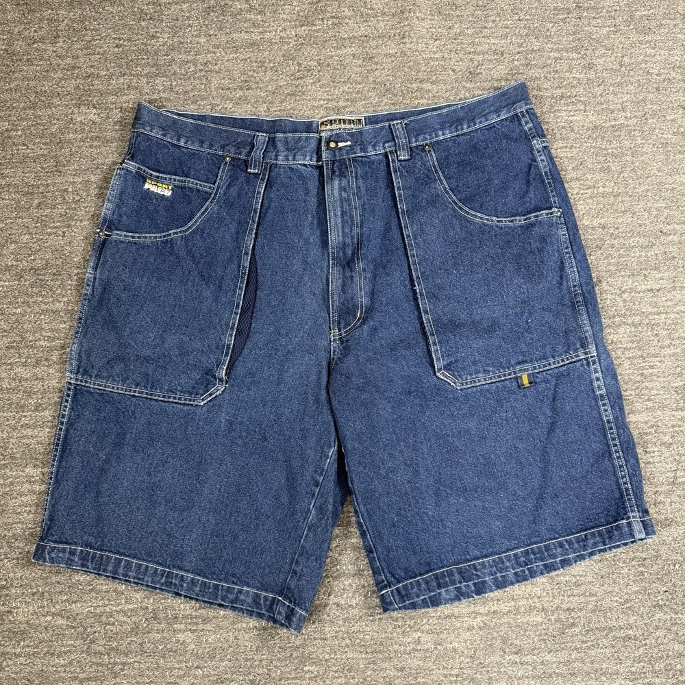 Vintage PACO Jean Shorts Men 48 Baggy Y2K Skater Rave Wide Leg Blue Hip Hop